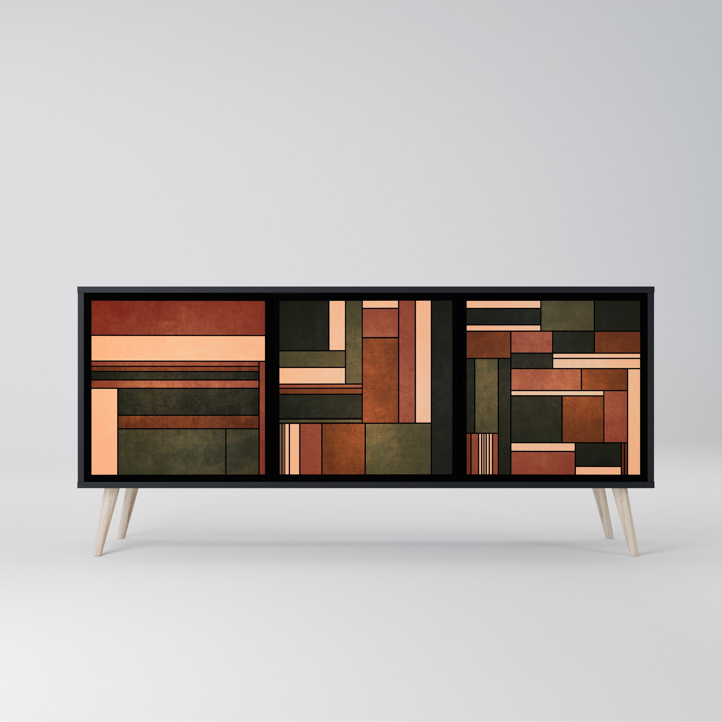 FIGURES OF NATURE Aparador de 3 Portas em Acabamento Preto