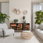 FIGURES OF NATURE Aparador de 3 Portas em Acabamento Preto