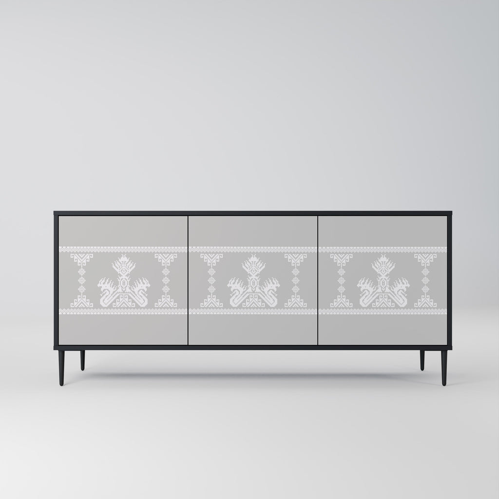 THAI GRAY Aparador de 3 Portas em Acabamento Preto