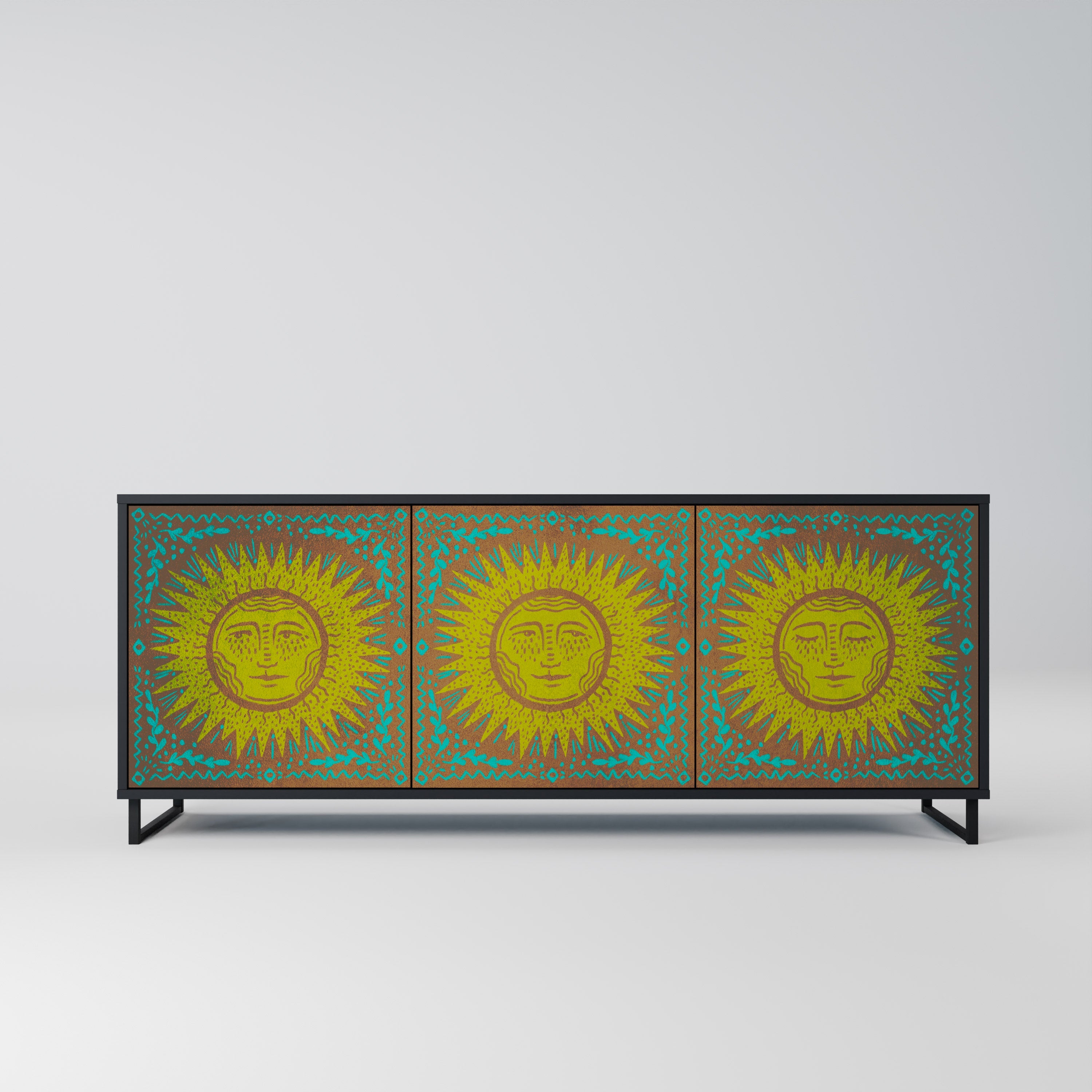 SUNSHINE EULOGY Aparador de 3 Portas em Acabamento Preto