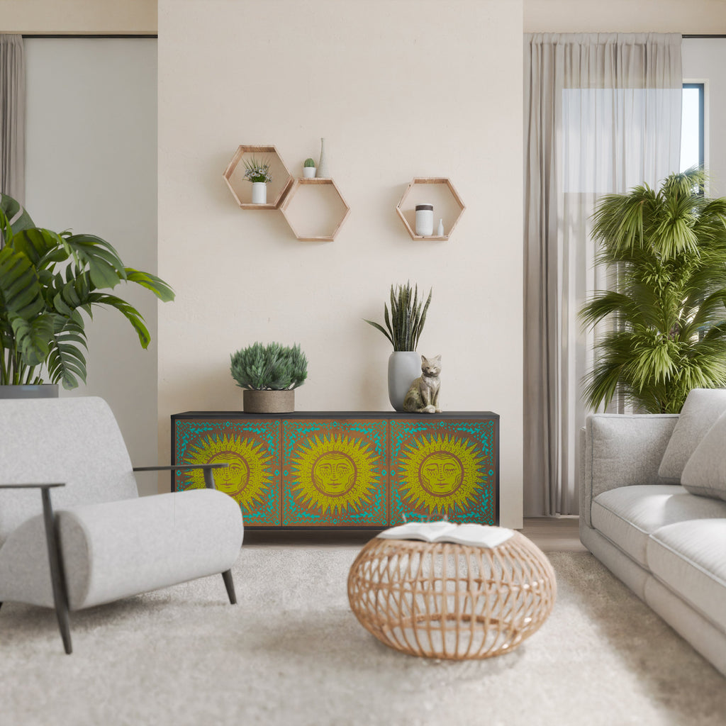 SUNSHINE EULOGY Aparador de 3 Portas em Acabamento Preto