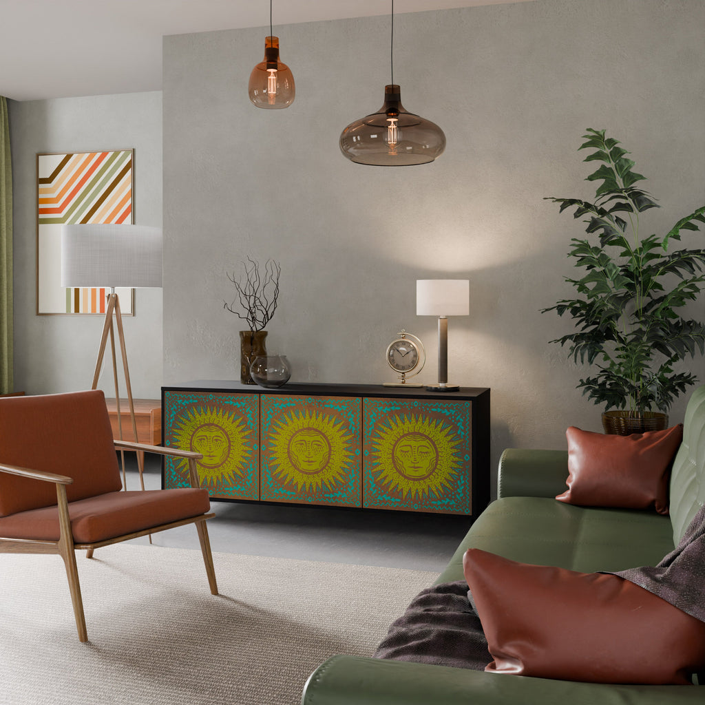 SUNSHINE EULOGY Aparador de 3 Portas em Acabamento Preto