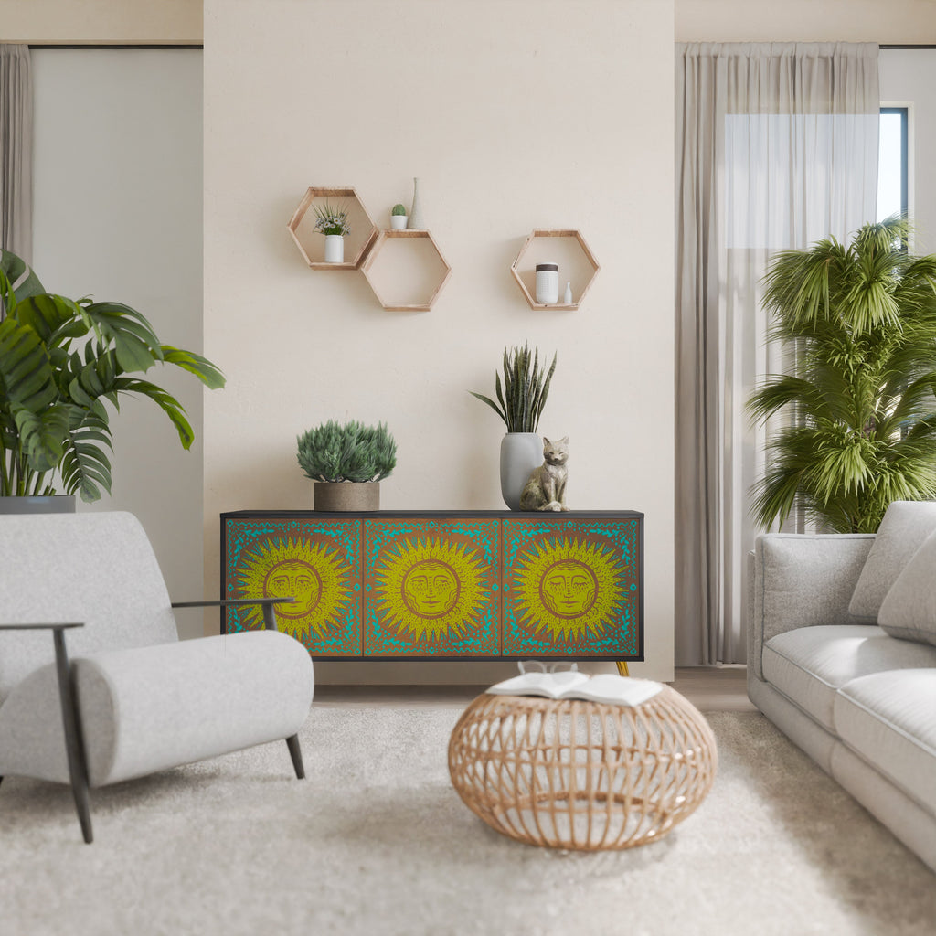 SUNSHINE EULOGY Aparador de 3 Portas em Acabamento Preto