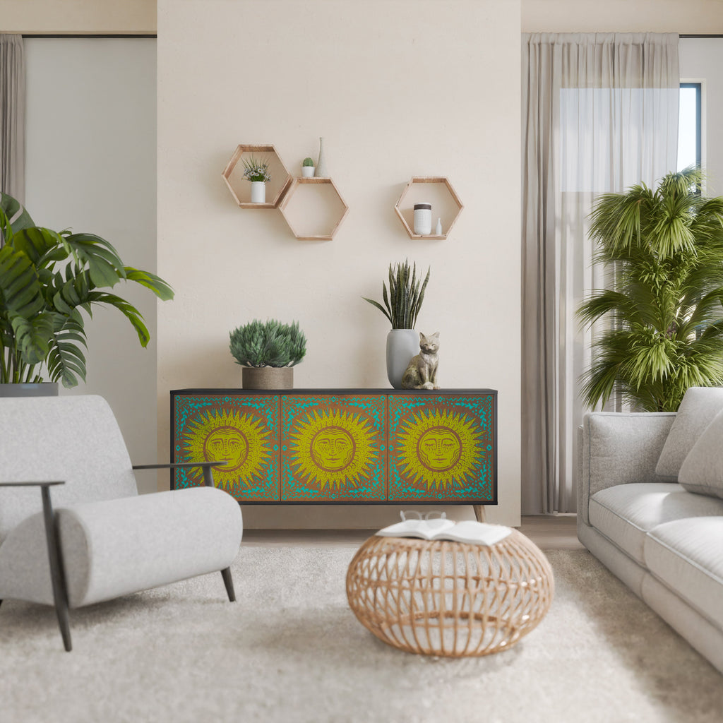 SUNSHINE EULOGY Aparador de 3 Portas em Acabamento Preto