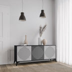 POLYGON ILLUSION Aparador de 3 Portas em Acabamento Preto