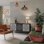 POLYGON ILLUSION Aparador de 3 Portas em Acabamento Preto