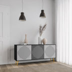 POLYGON ILLUSION Aparador de 3 Portas em Acabamento Preto