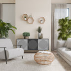 POLYGON ILLUSION Aparador de 3 Portas em Acabamento Preto