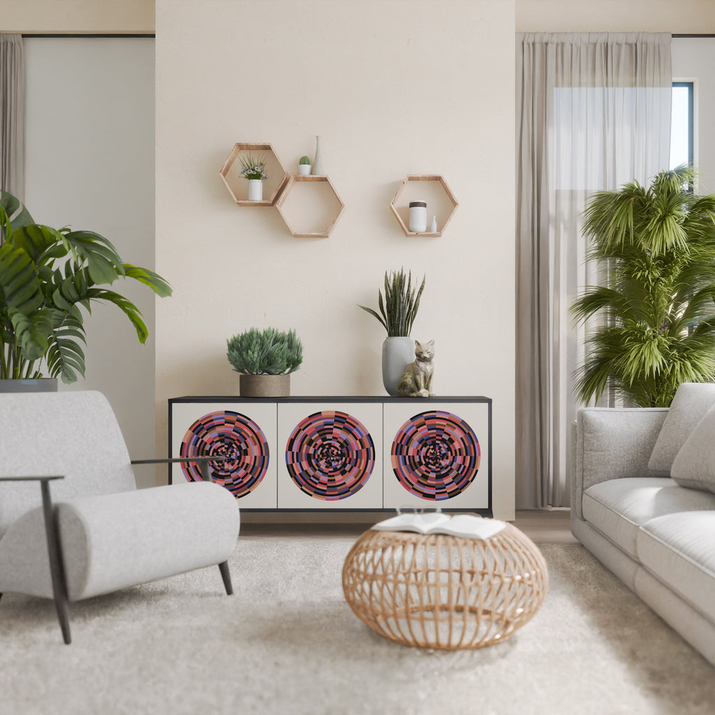 BROWN CIRCLES Aparador de 3 Portas em Acabamento Preto