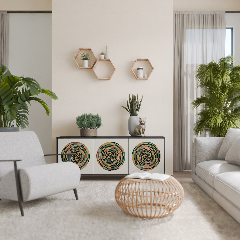 GREEN CIRCLES Aparador de 3 Portas em Acabamento Preto