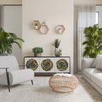 GREEN CIRCLES Aparador de 3 Portas em Acabamento Preto