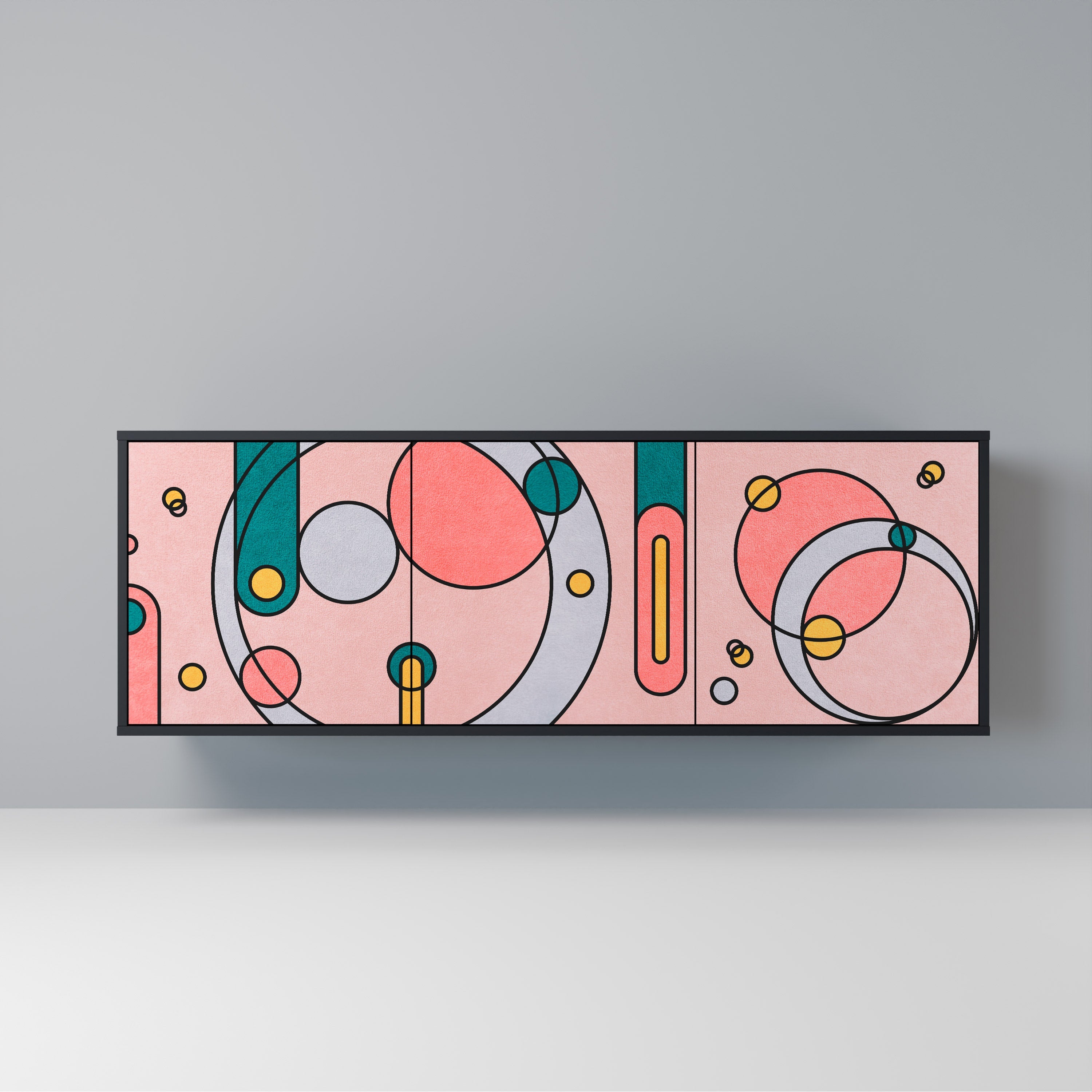 GOSSAMER ECHOES Aparador de 3 Portas em Acabamento Preto