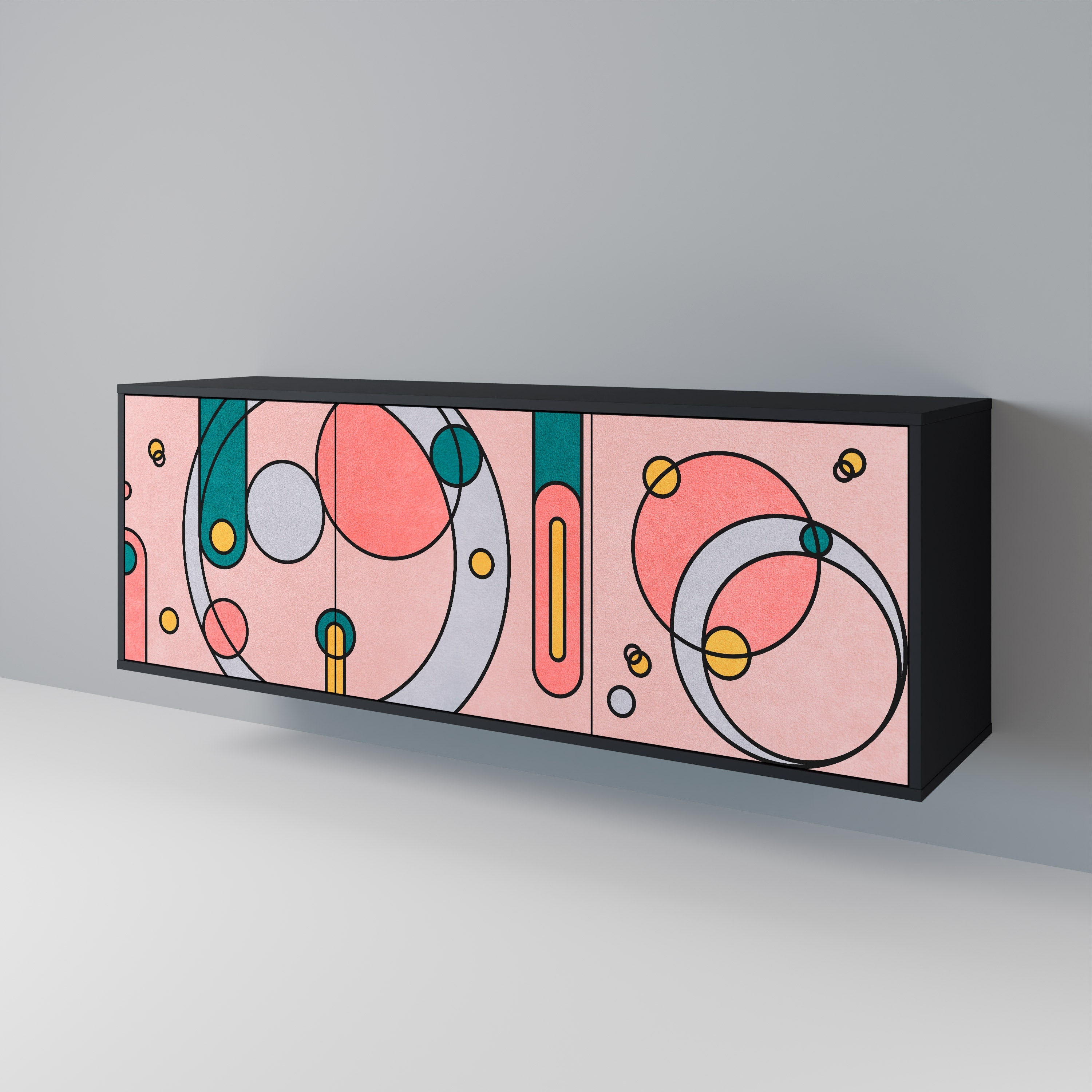 GOSSAMER ECHOES Aparador de 3 Portas em Acabamento Preto