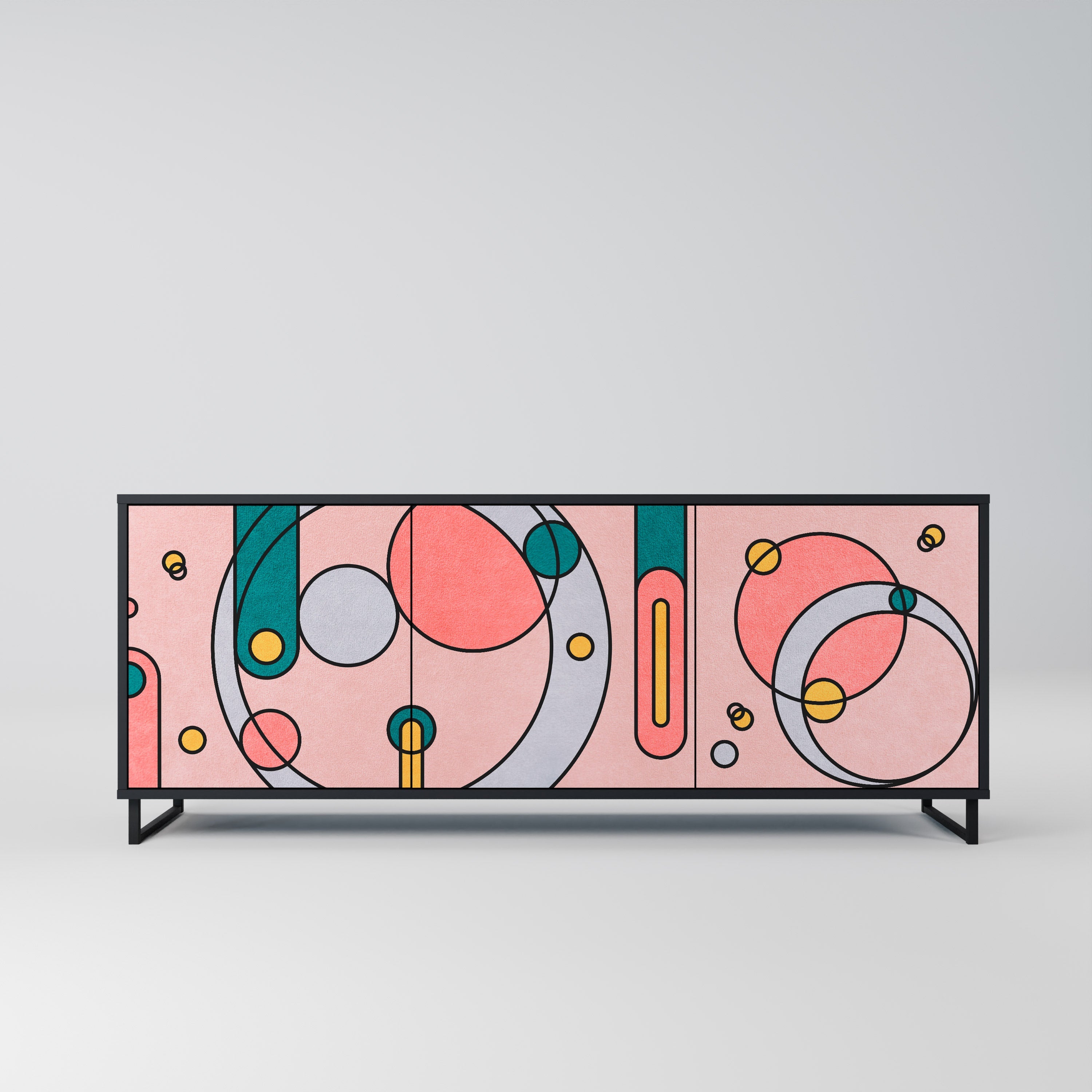 GOSSAMER ECHOES Aparador de 3 Portas em Acabamento Preto