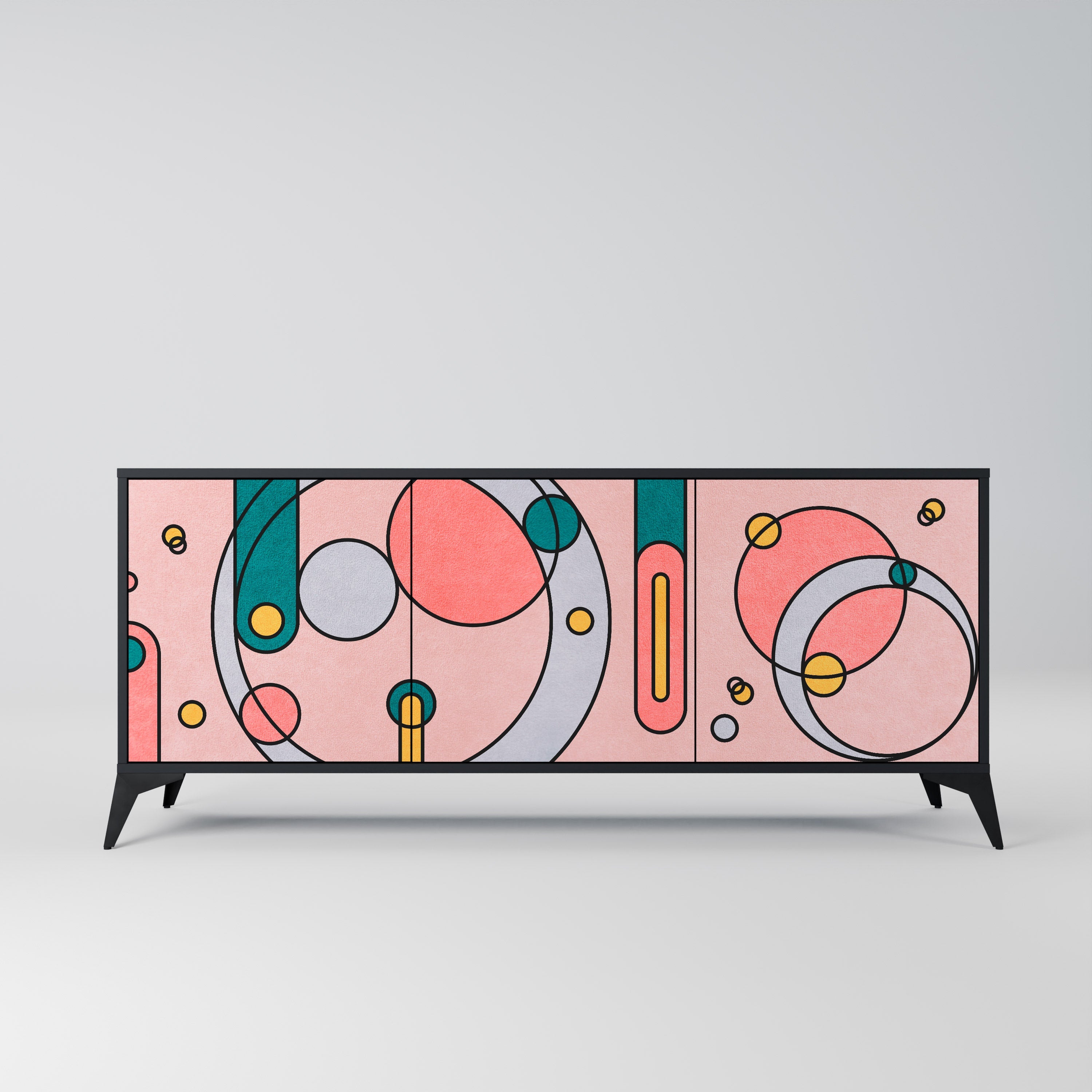 GOSSAMER ECHOES Aparador de 3 Portas em Acabamento Preto