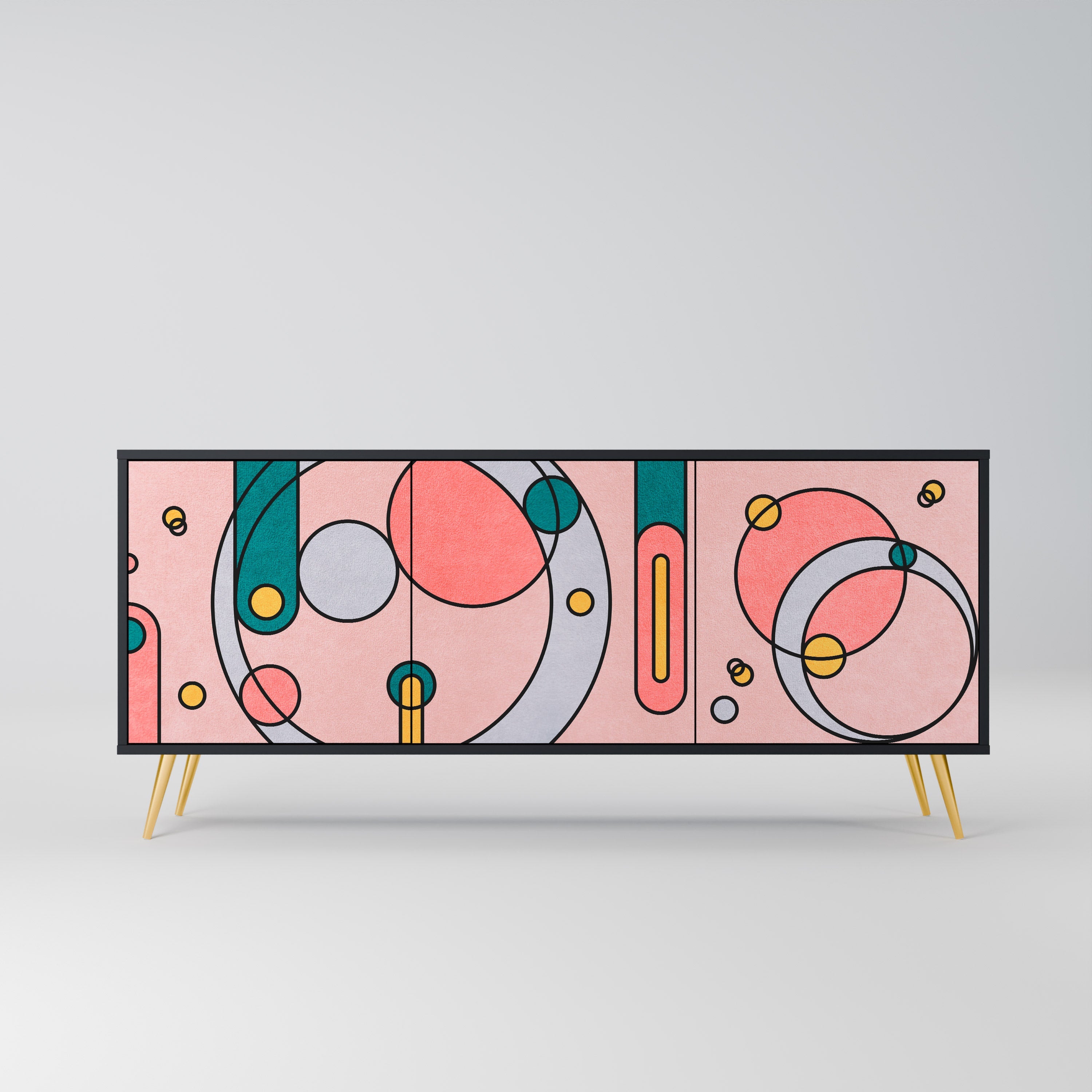 GOSSAMER ECHOES Aparador de 3 Portas em Acabamento Preto