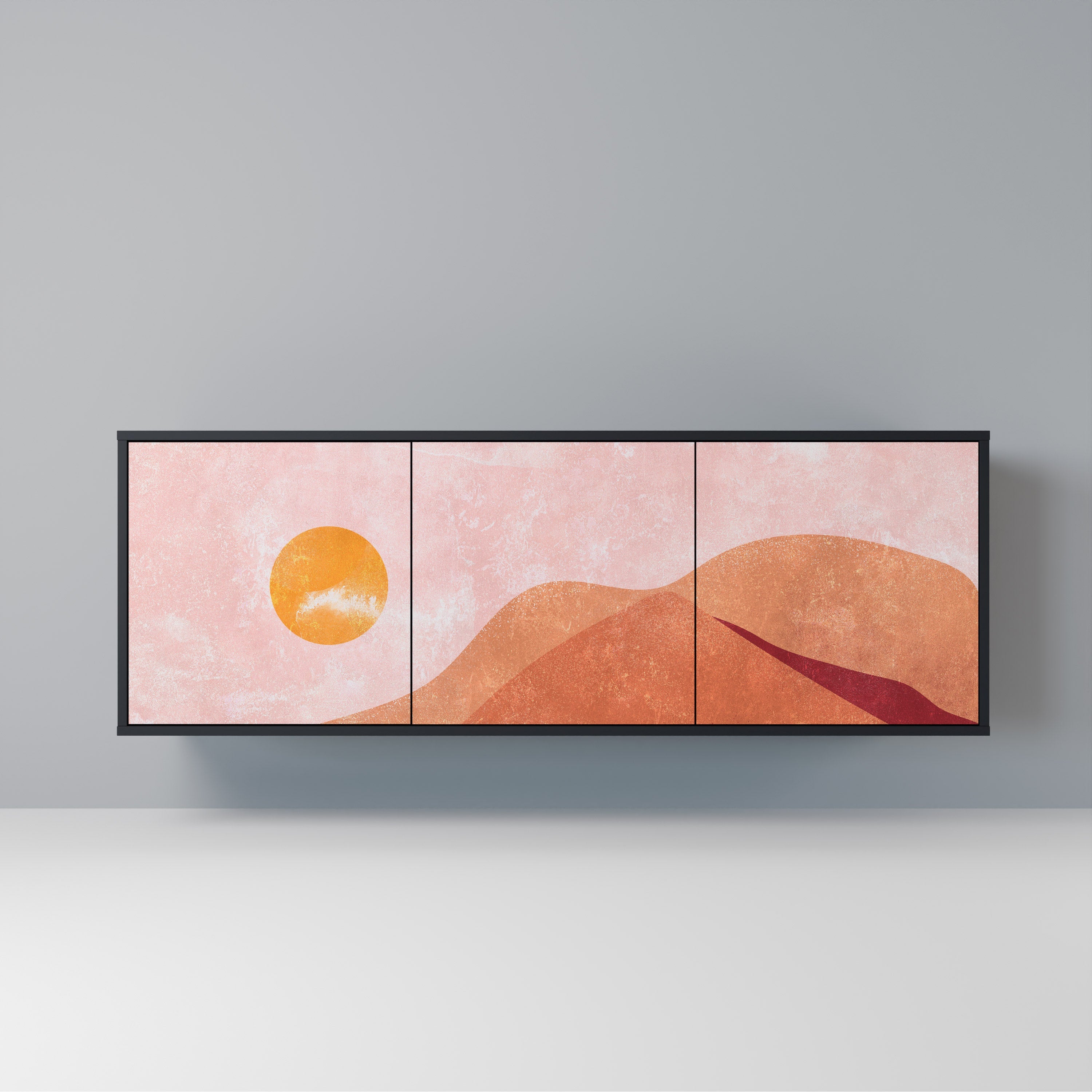 LUMINOUS SUNLIGHT Aparador de 3 Portas em Acabamento Preto