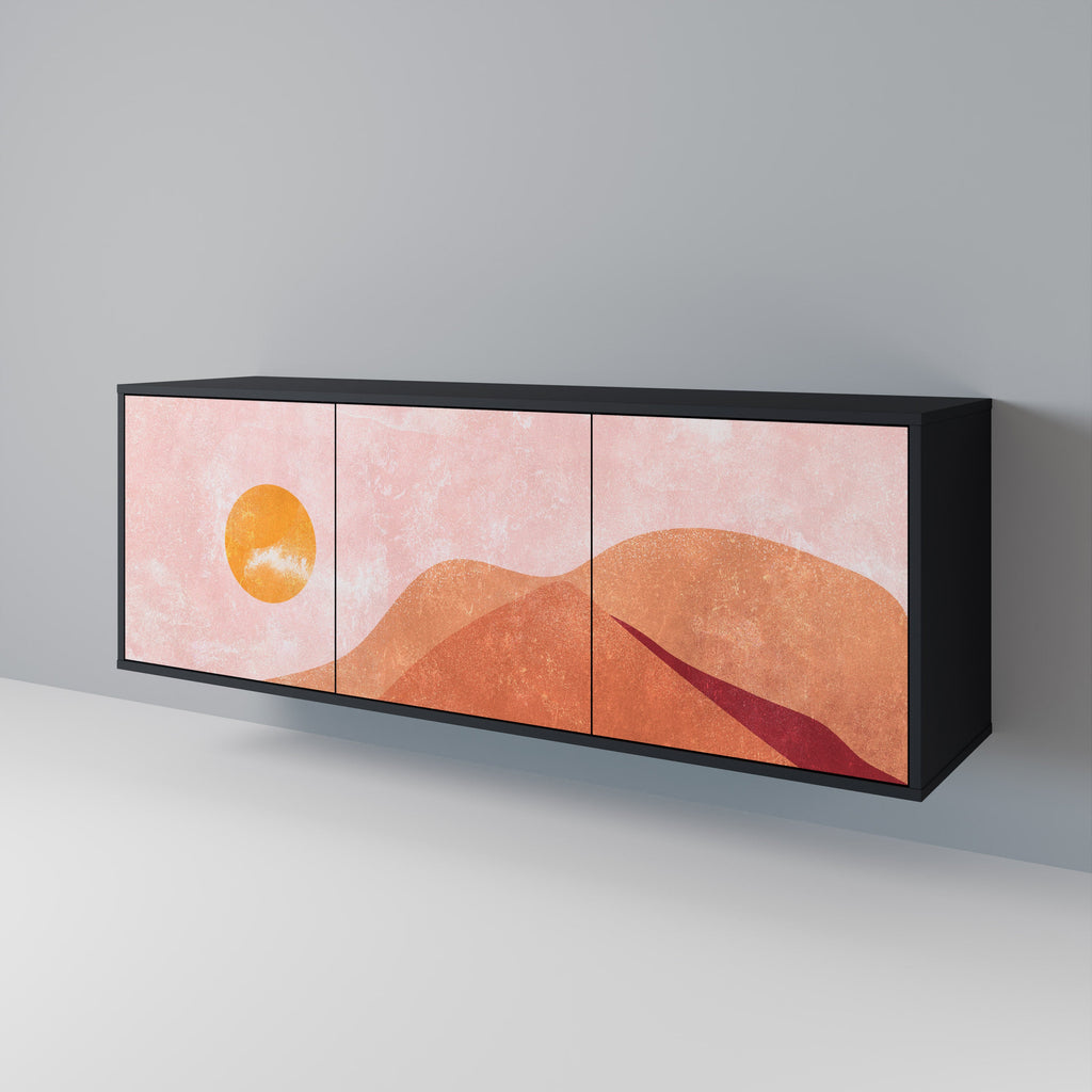 LUMINOUS SUNLIGHT Aparador de 3 Portas em Acabamento Preto