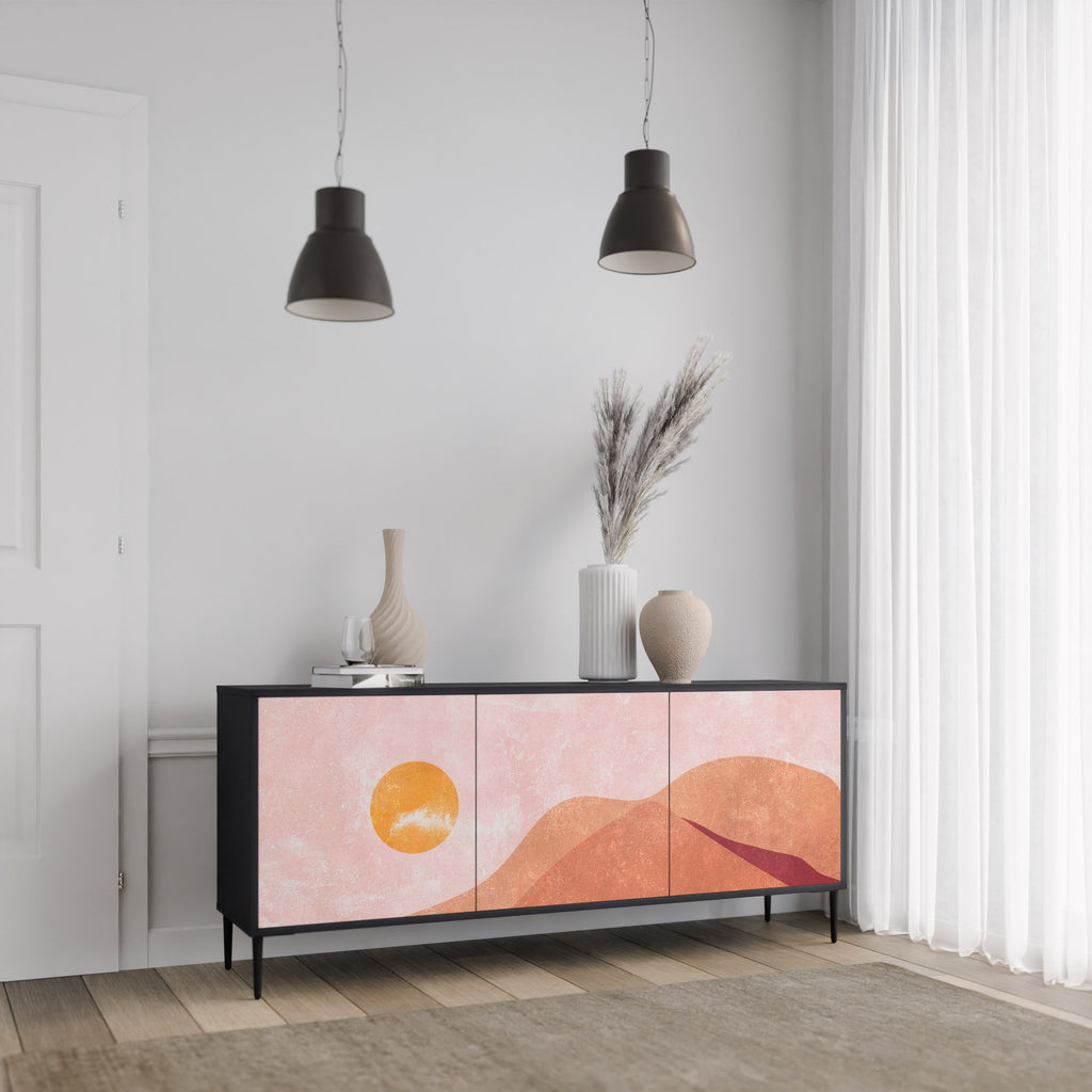 LUMINOUS SUNLIGHT Aparador de 3 Portas em Acabamento Preto