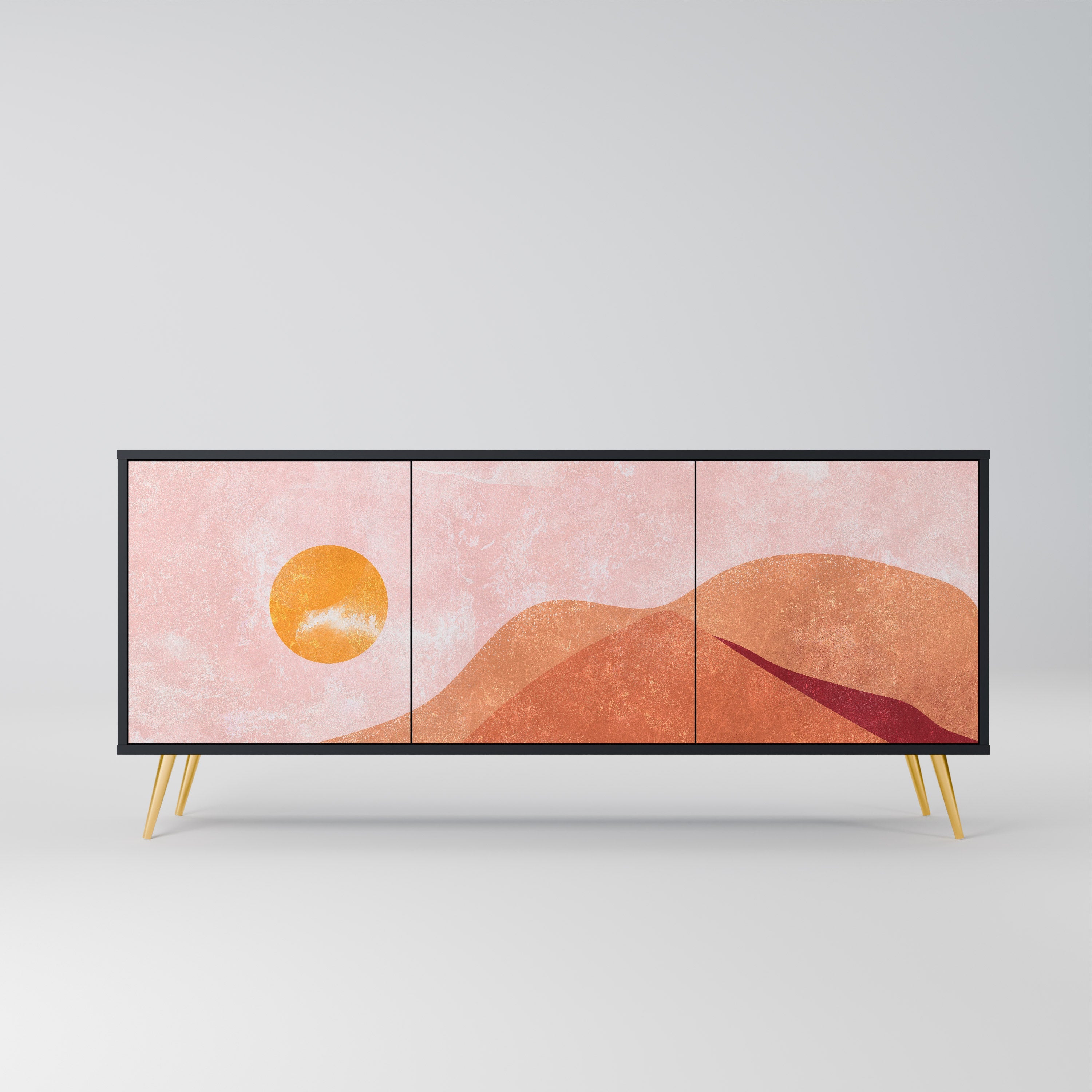 LUMINOUS SUNLIGHT Aparador de 3 Portas em Acabamento Preto