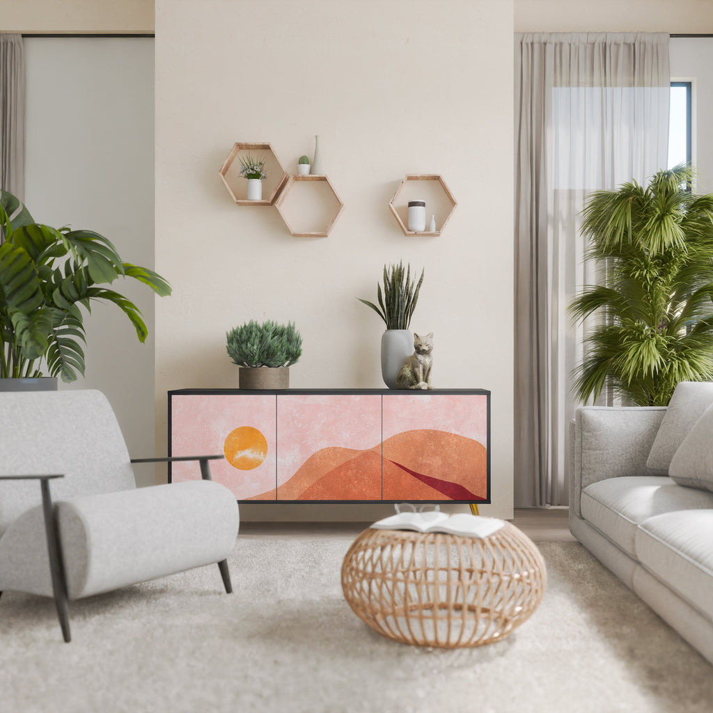 LUMINOUS SUNLIGHT Aparador de 3 Portas em Acabamento Preto