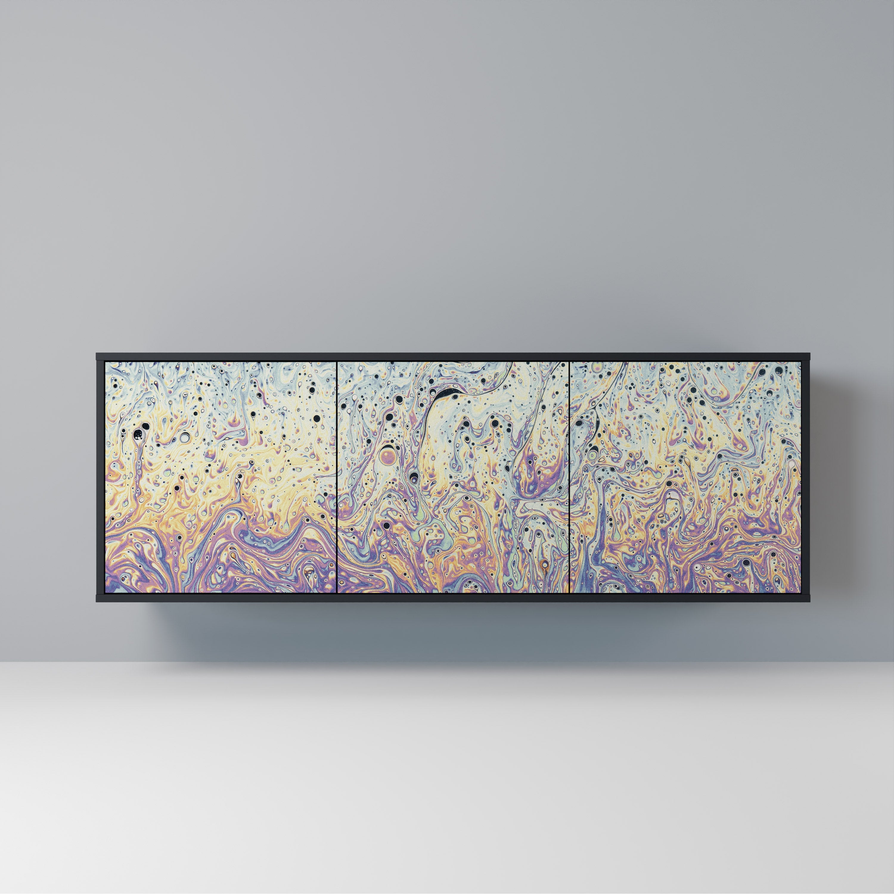 MOSAIC OF COLORS Aparador de 3 Portas em Acabamento Preto