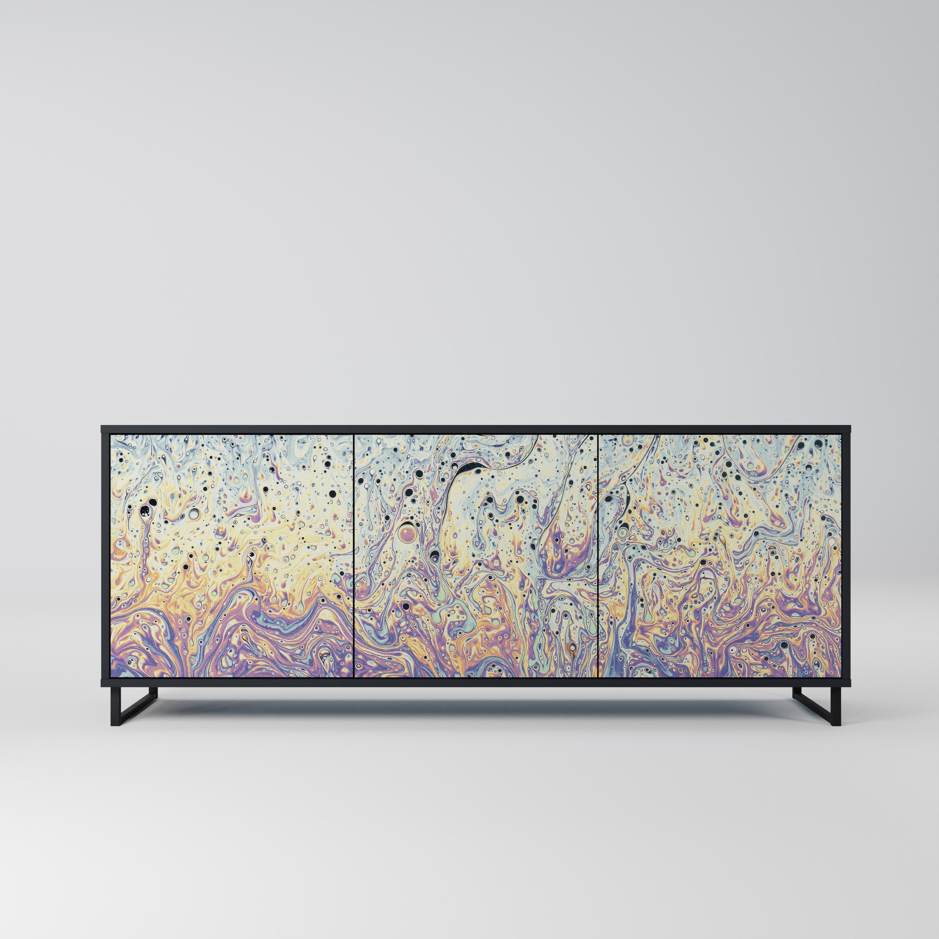 MOSAIC OF COLORS Aparador de 3 Portas em Acabamento Preto