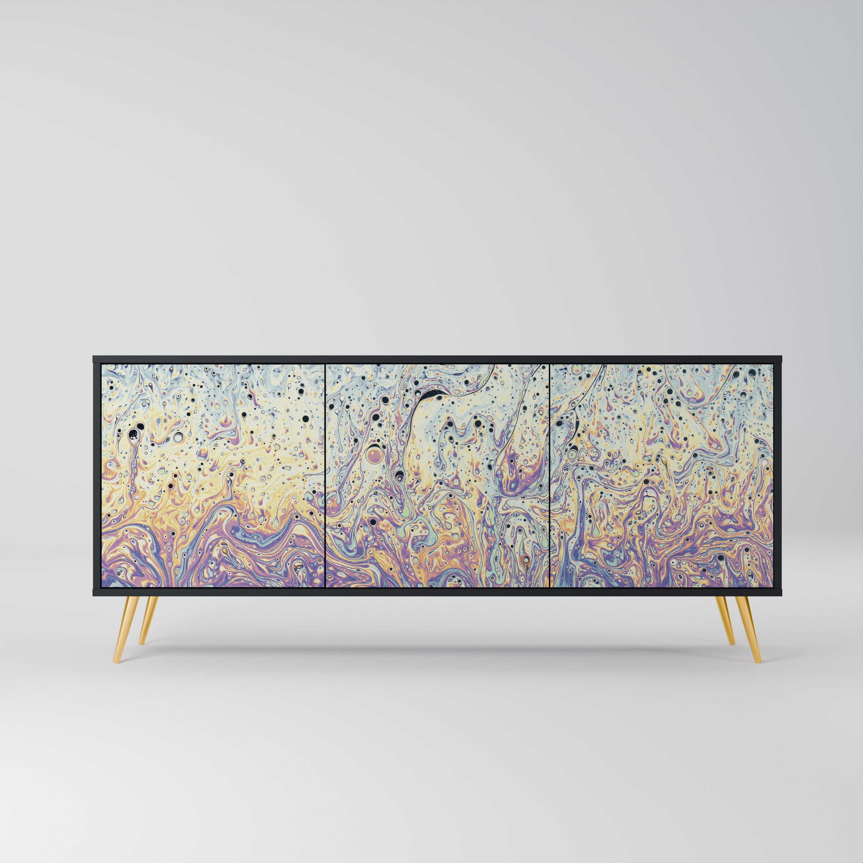 MOSAIC OF COLORS Aparador de 3 Portas em Acabamento Preto