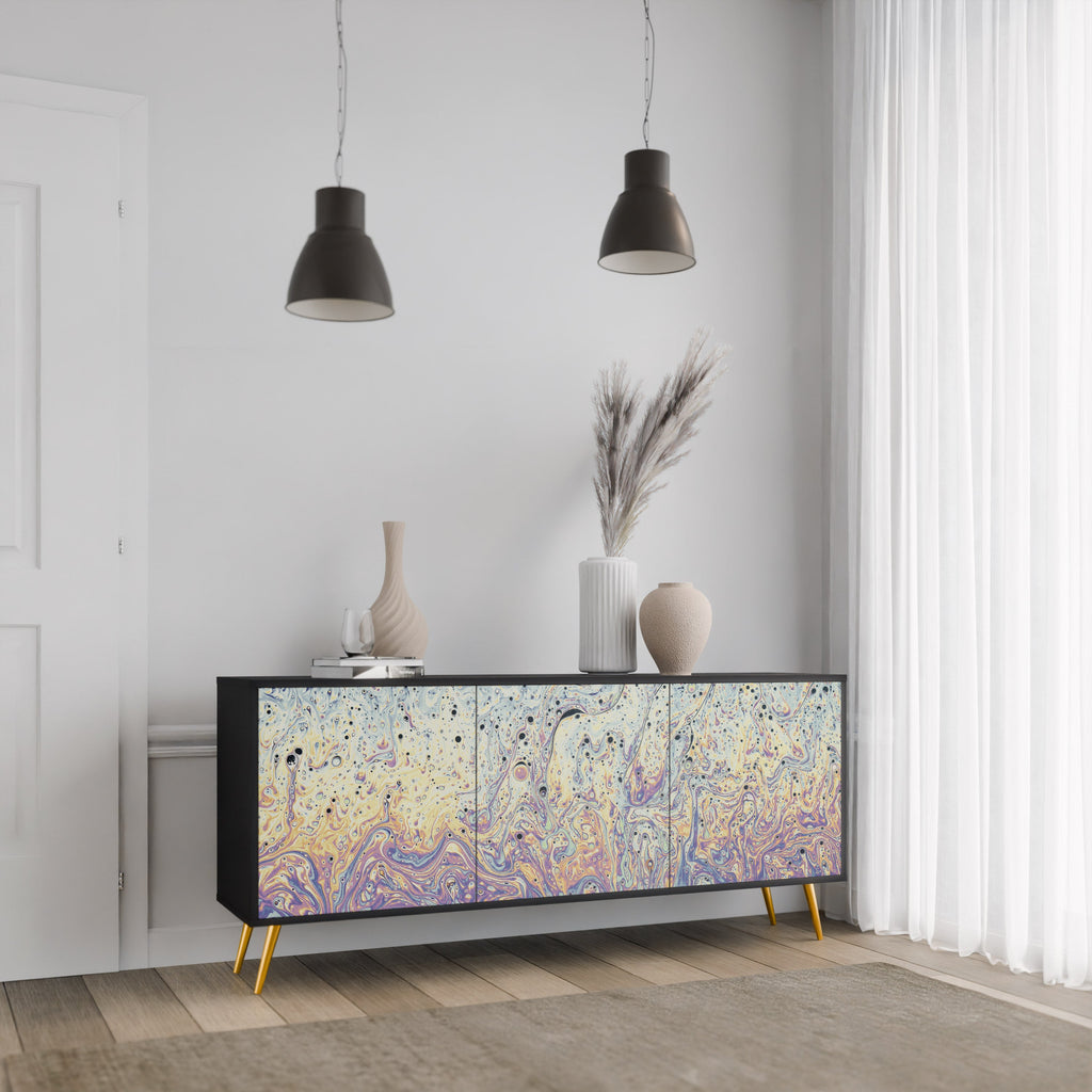 MOSAIC OF COLORS Aparador de 3 Portas em Acabamento Preto