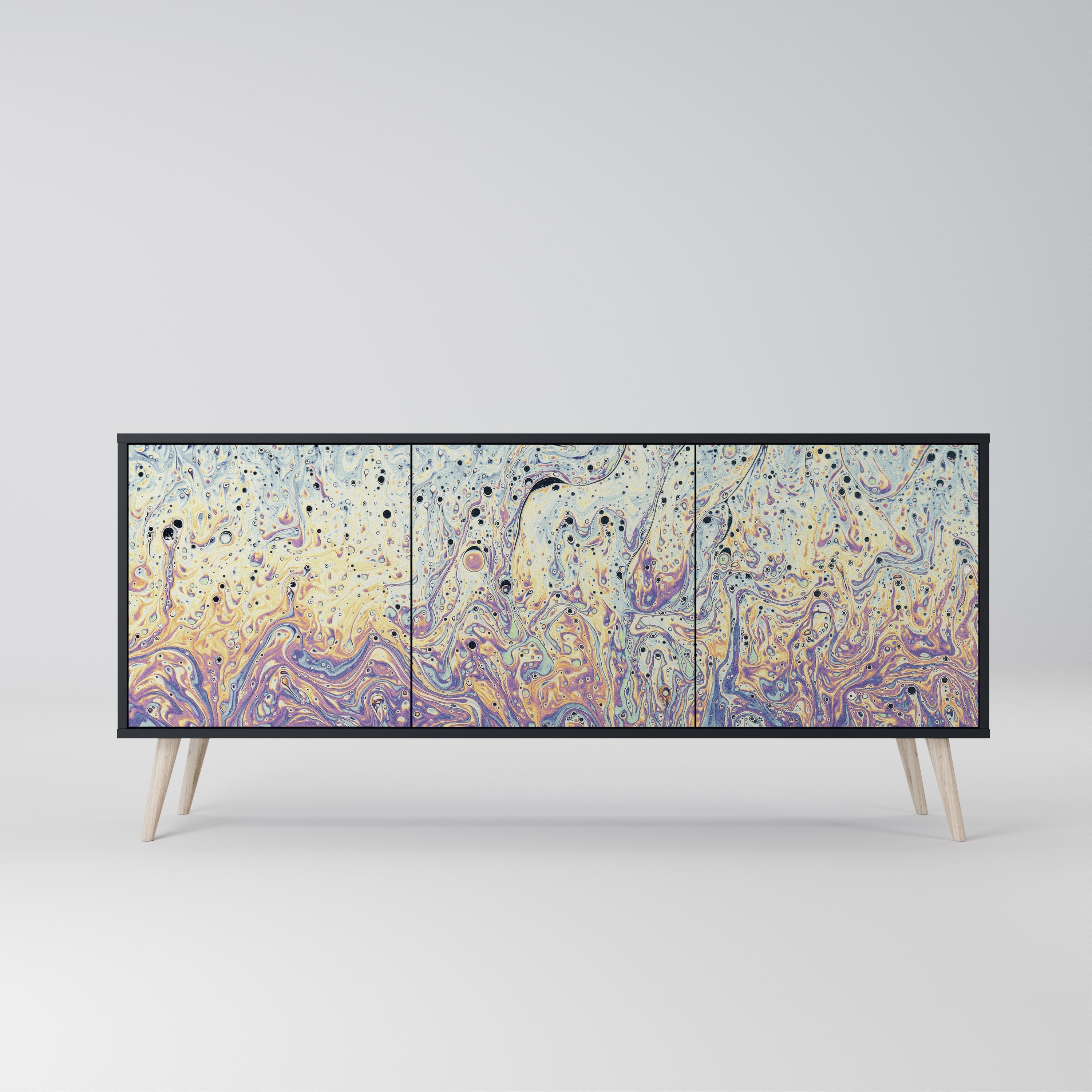 MOSAIC OF COLORS Aparador de 3 Portas em Acabamento Preto