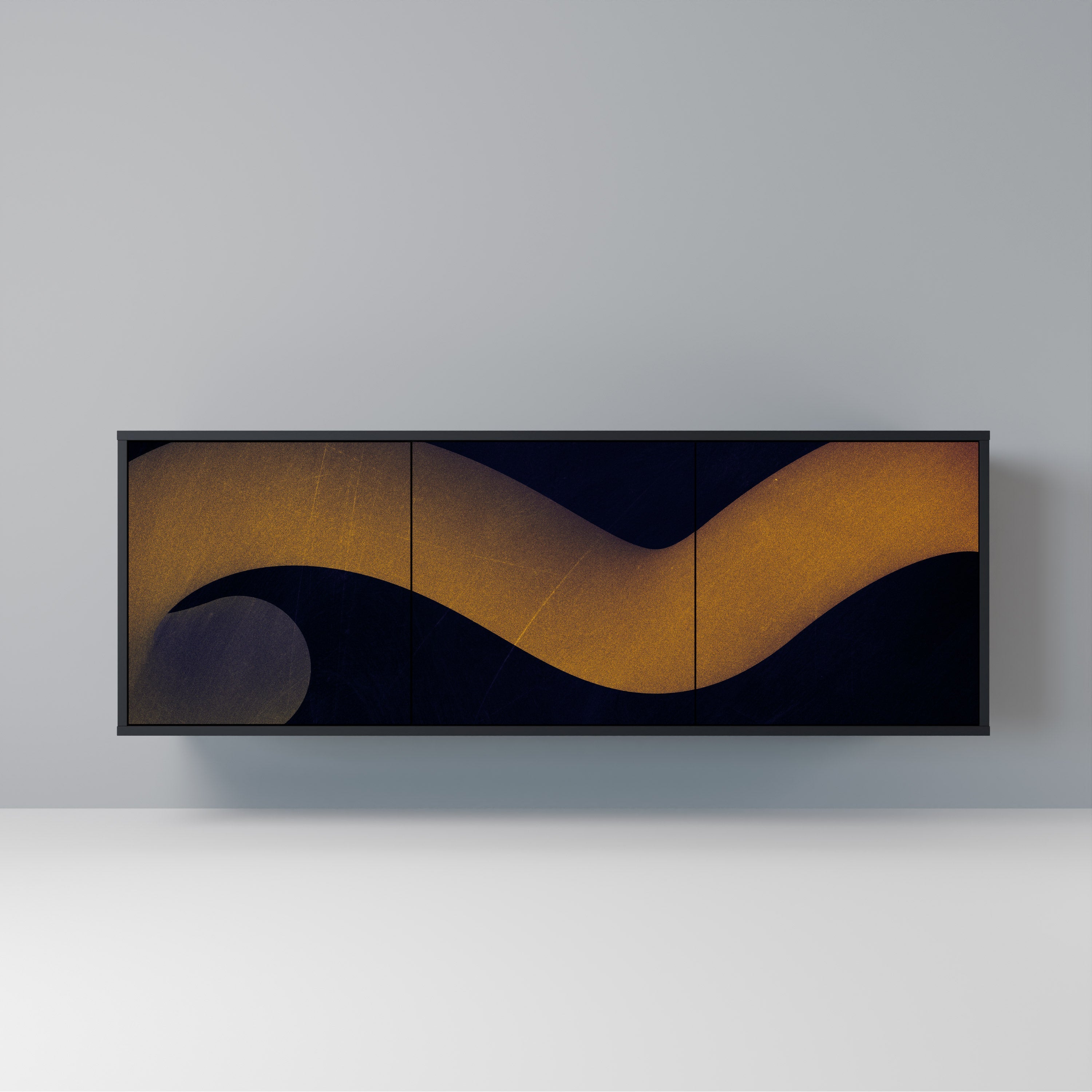 HOLLOW TIME 3-Door Sideboard in Black Finish