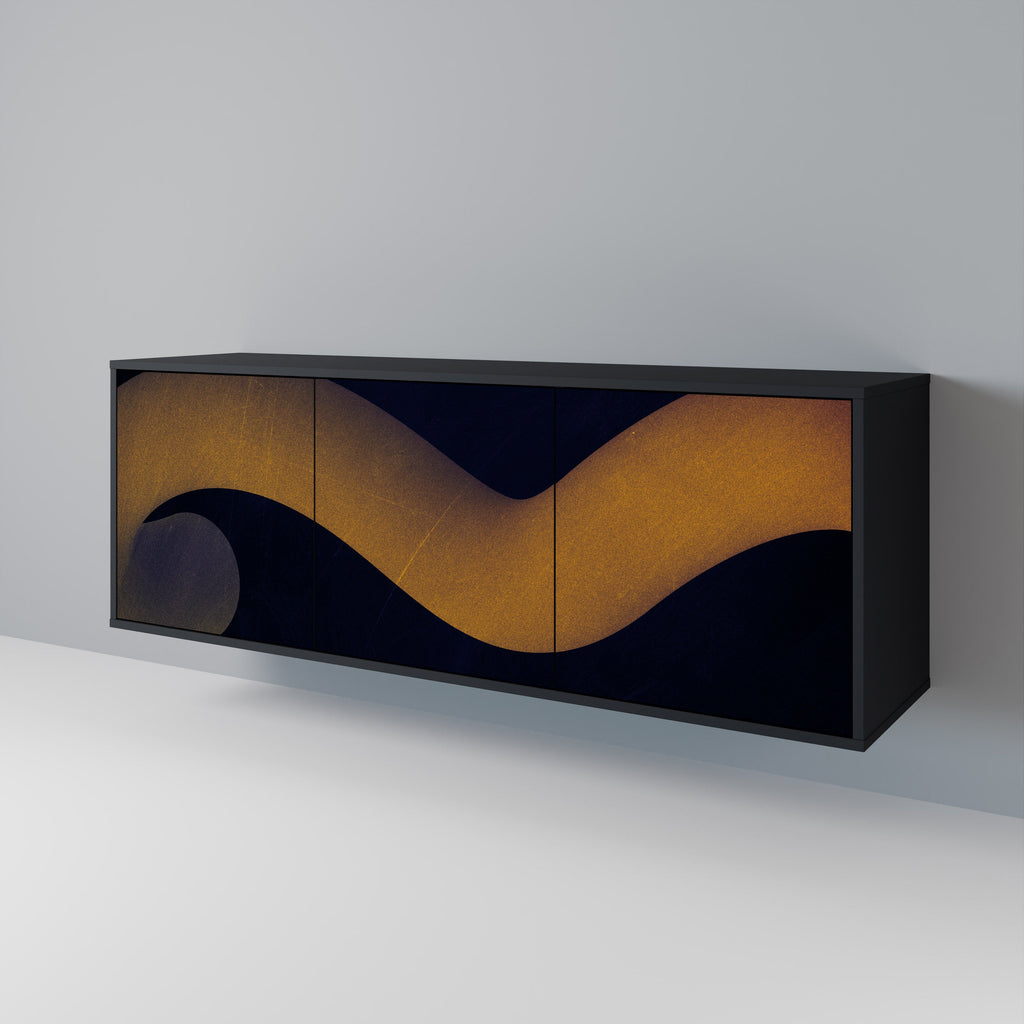 HOLLOW TIME 3-Door Sideboard in Black Finish