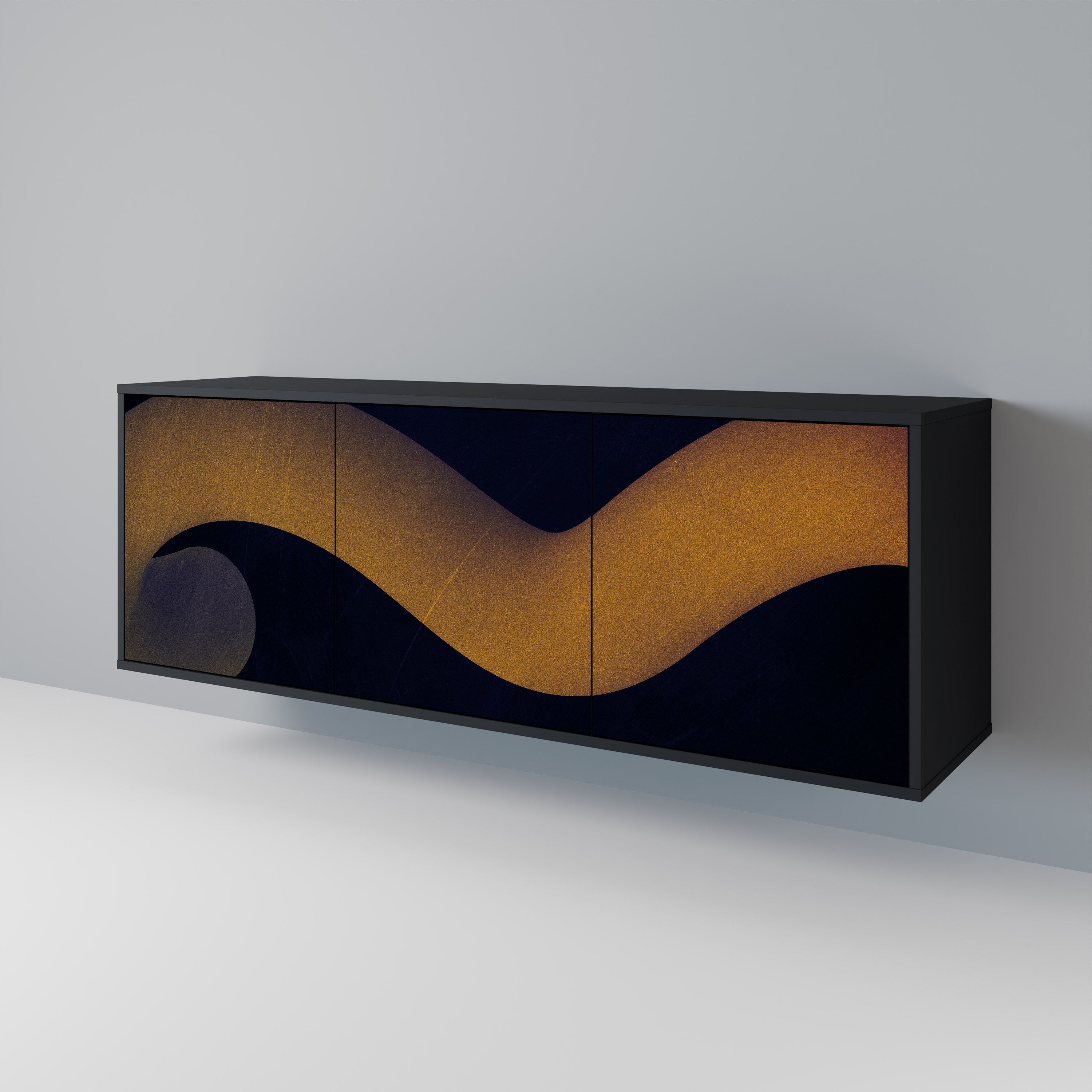 HOLLOW TIME 3-Door Sideboard in Black Finish