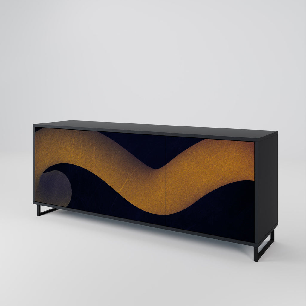 HOLLOW TIME 3-Door Sideboard in Black Finish