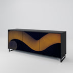 HOLLOW TIME 3-Door Sideboard in Black Finish