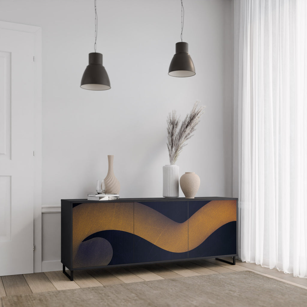 HOLLOW TIME 3-Door Sideboard in Black Finish