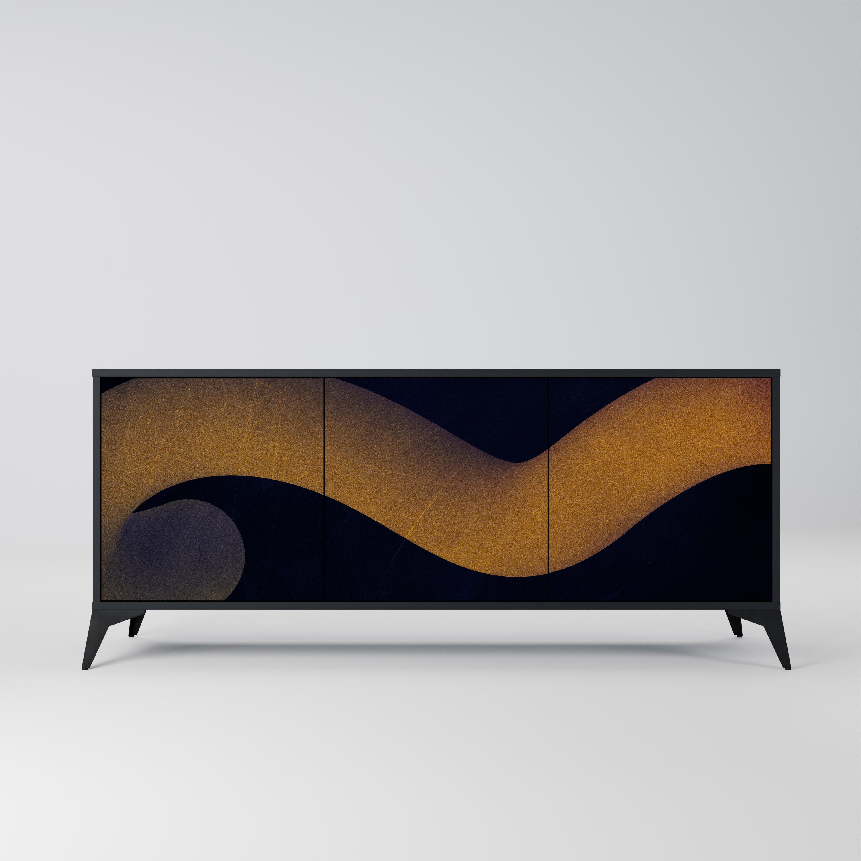 HOLLOW TIME 3-Door Sideboard in Black Finish