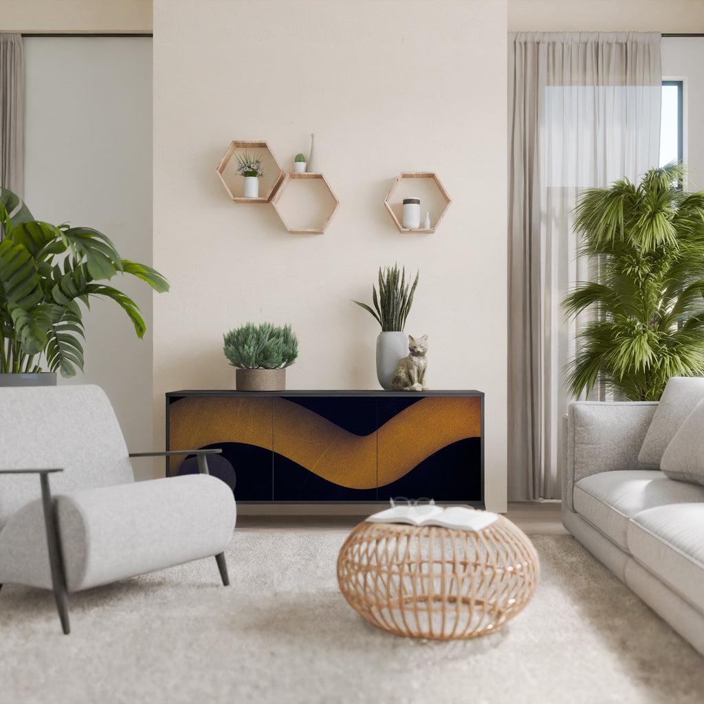 HOLLOW TIME 3-Door Sideboard in Black Finish