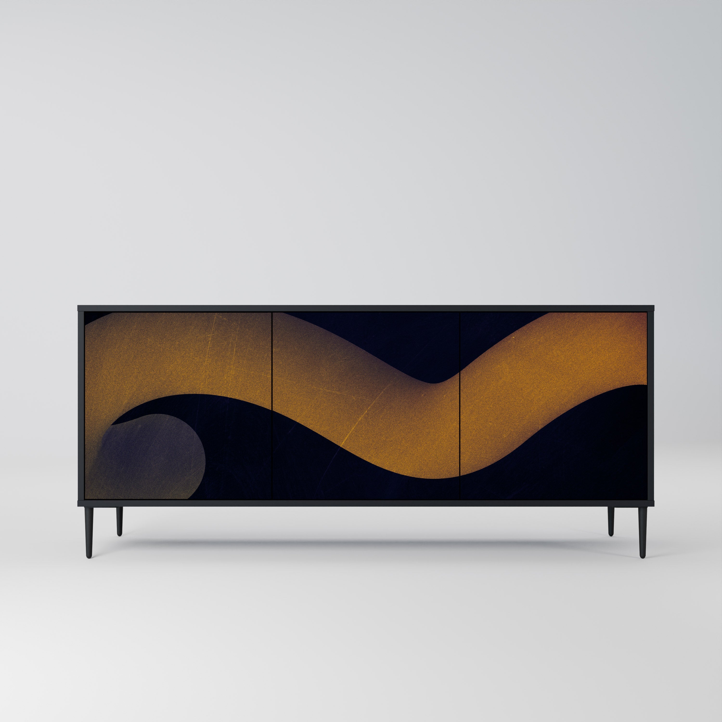 HOLLOW TIME 3-Door Sideboard in Black Finish