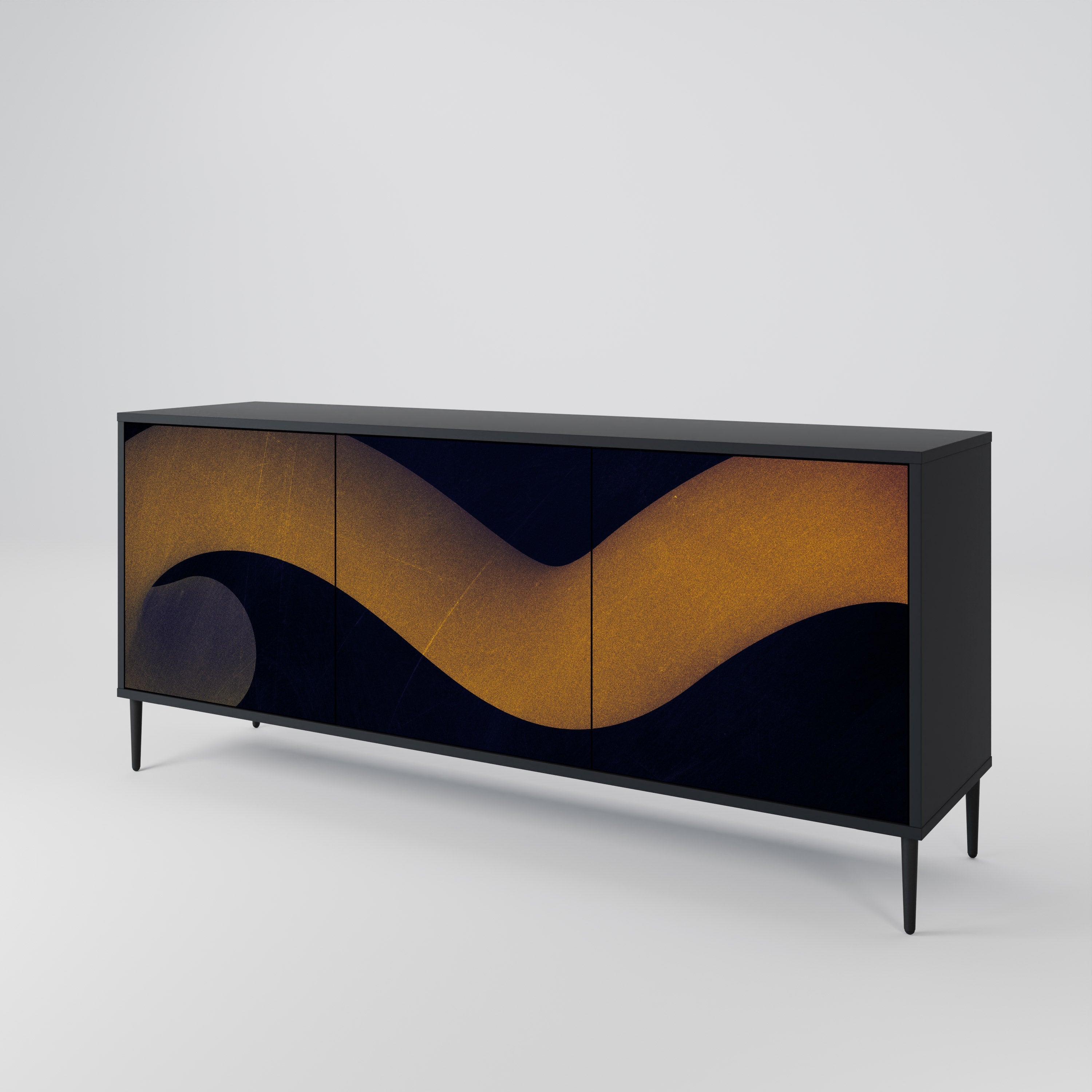 HOLLOW TIME 3-Door Sideboard in Black Finish