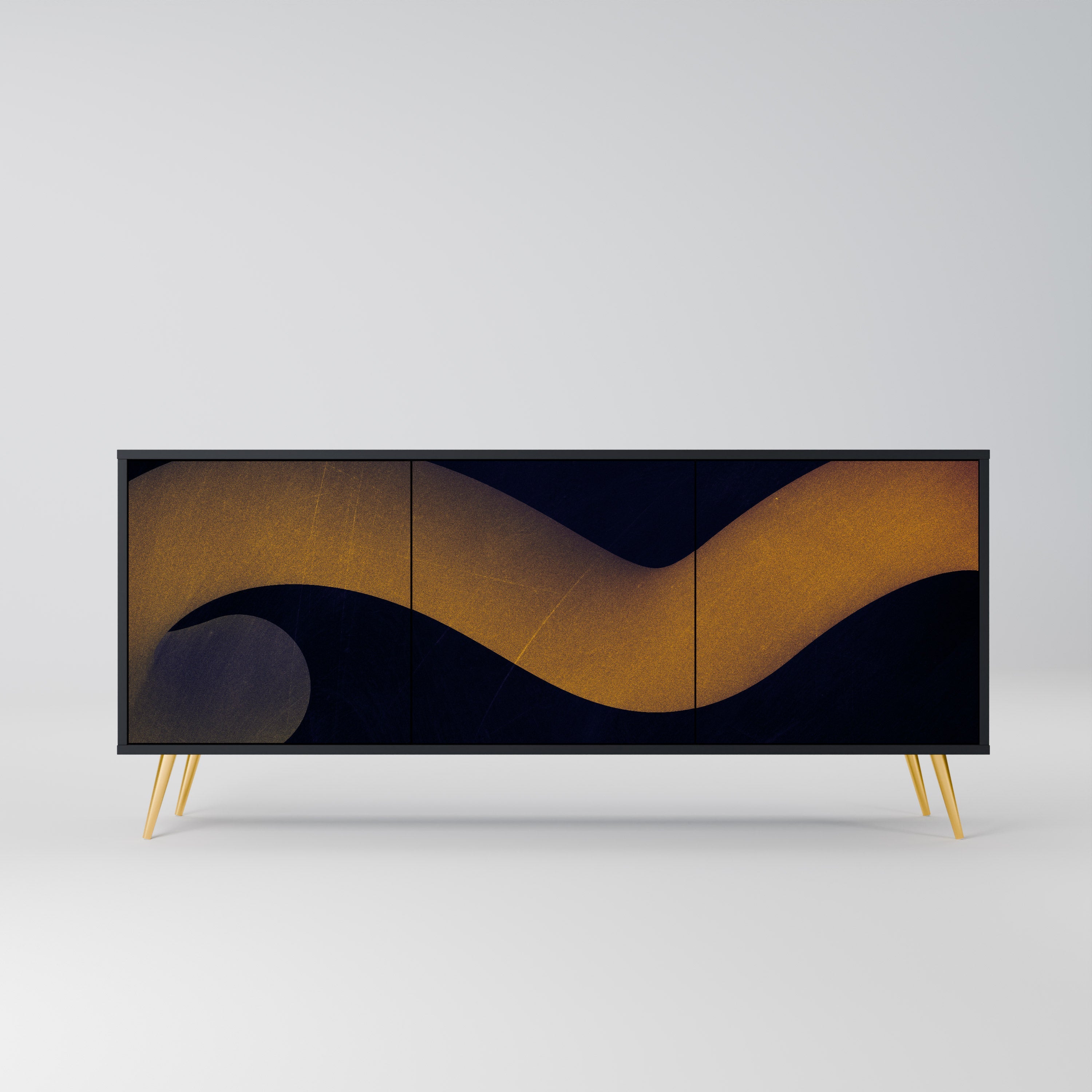 HOLLOW TIME 3-Door Sideboard in Black Finish
