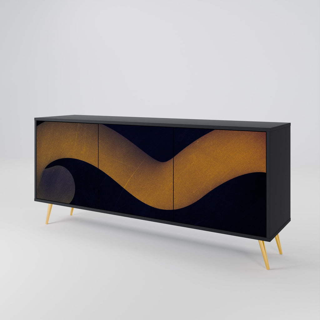 HOLLOW TIME 3-Door Sideboard in Black Finish