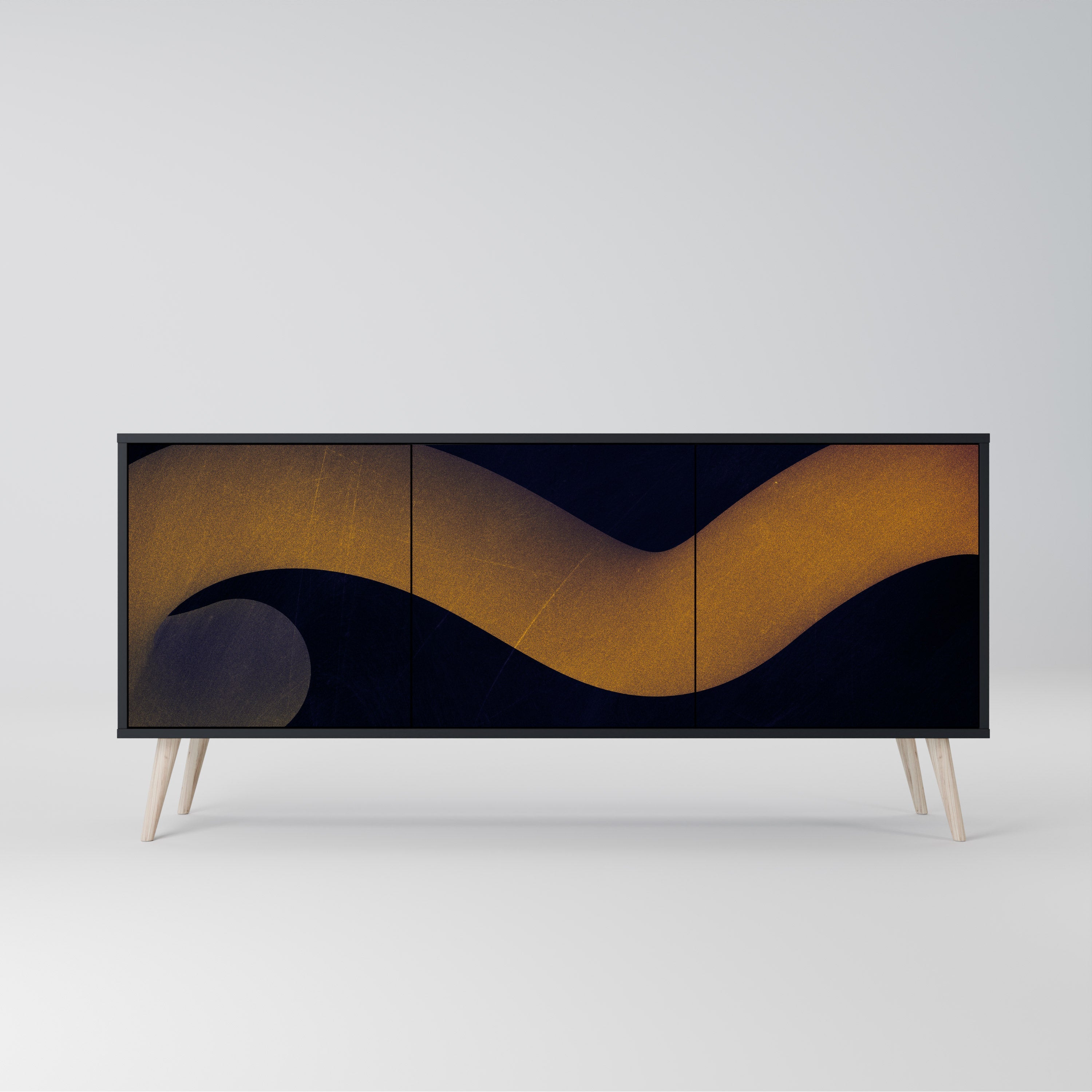 HOLLOW TIME 3-Door Sideboard in Black Finish