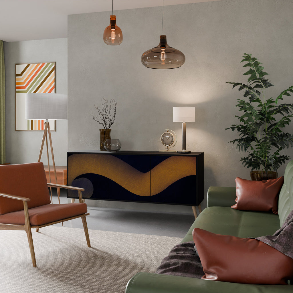 HOLLOW TIME 3-Door Sideboard in Black Finish