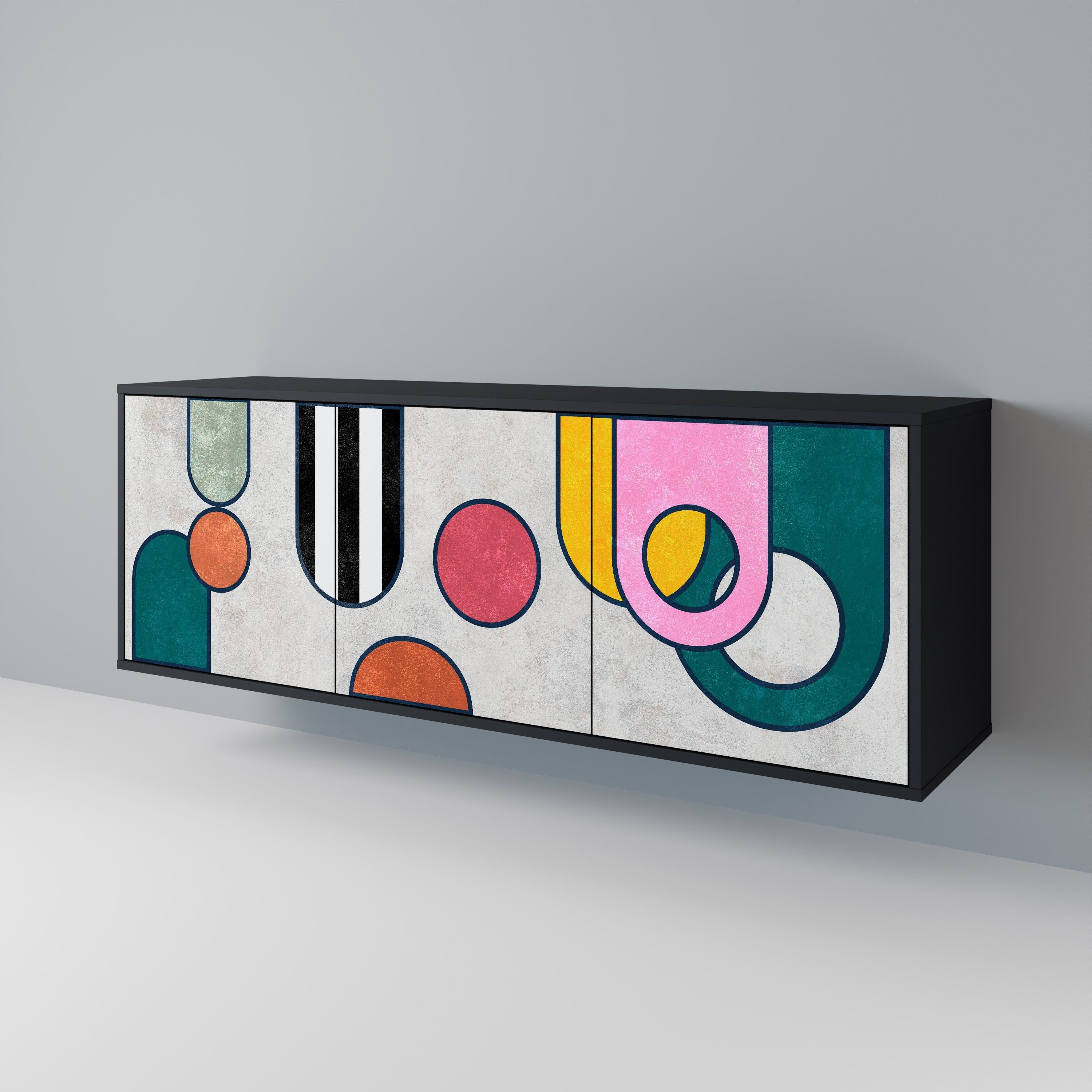 COOL STORY 3-Door Sideboard in Black Finish