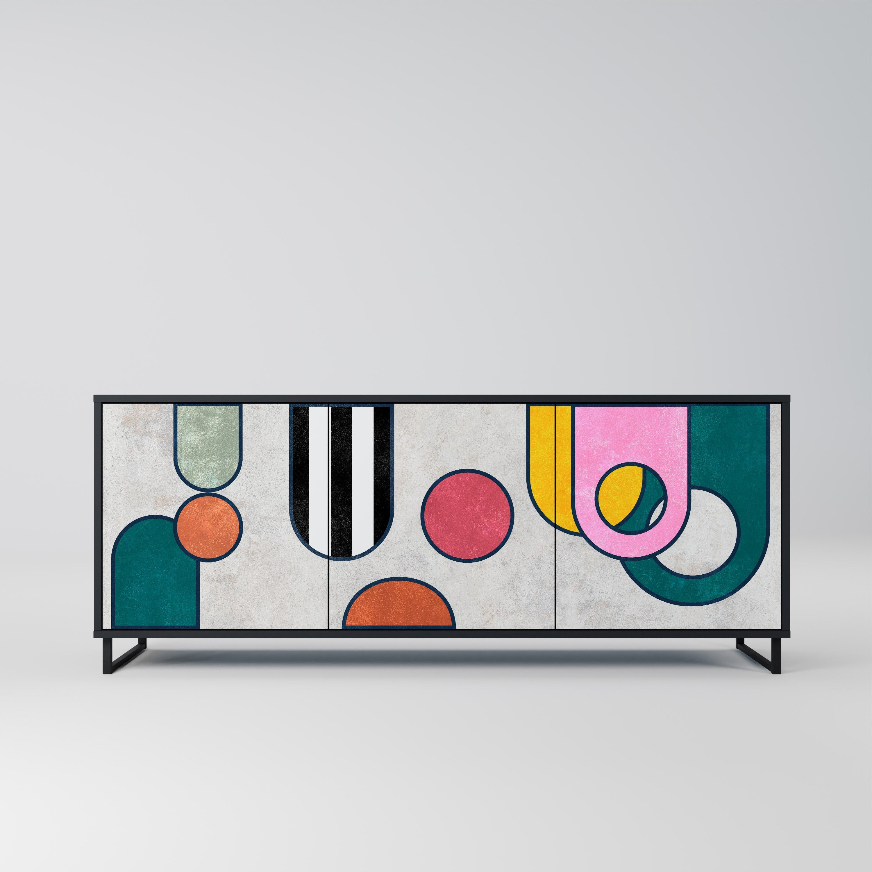 COOL STORY 3-Door Sideboard in Black Finish