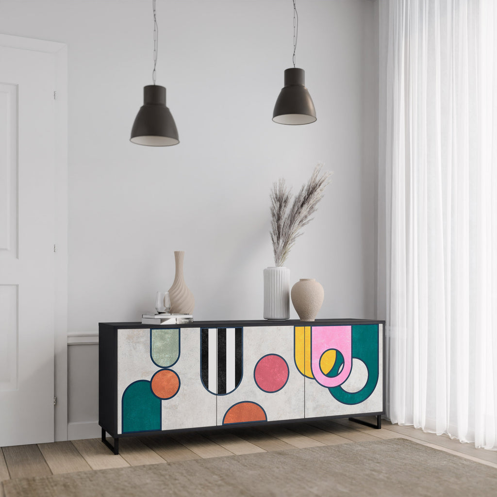 COOL STORY 3-Door Sideboard in Black Finish