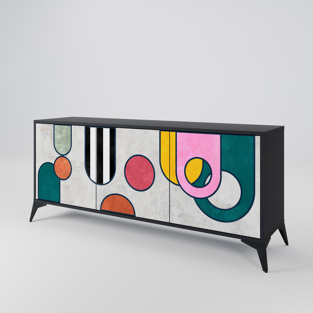COOL STORY 3-Door Sideboard in Black Finish