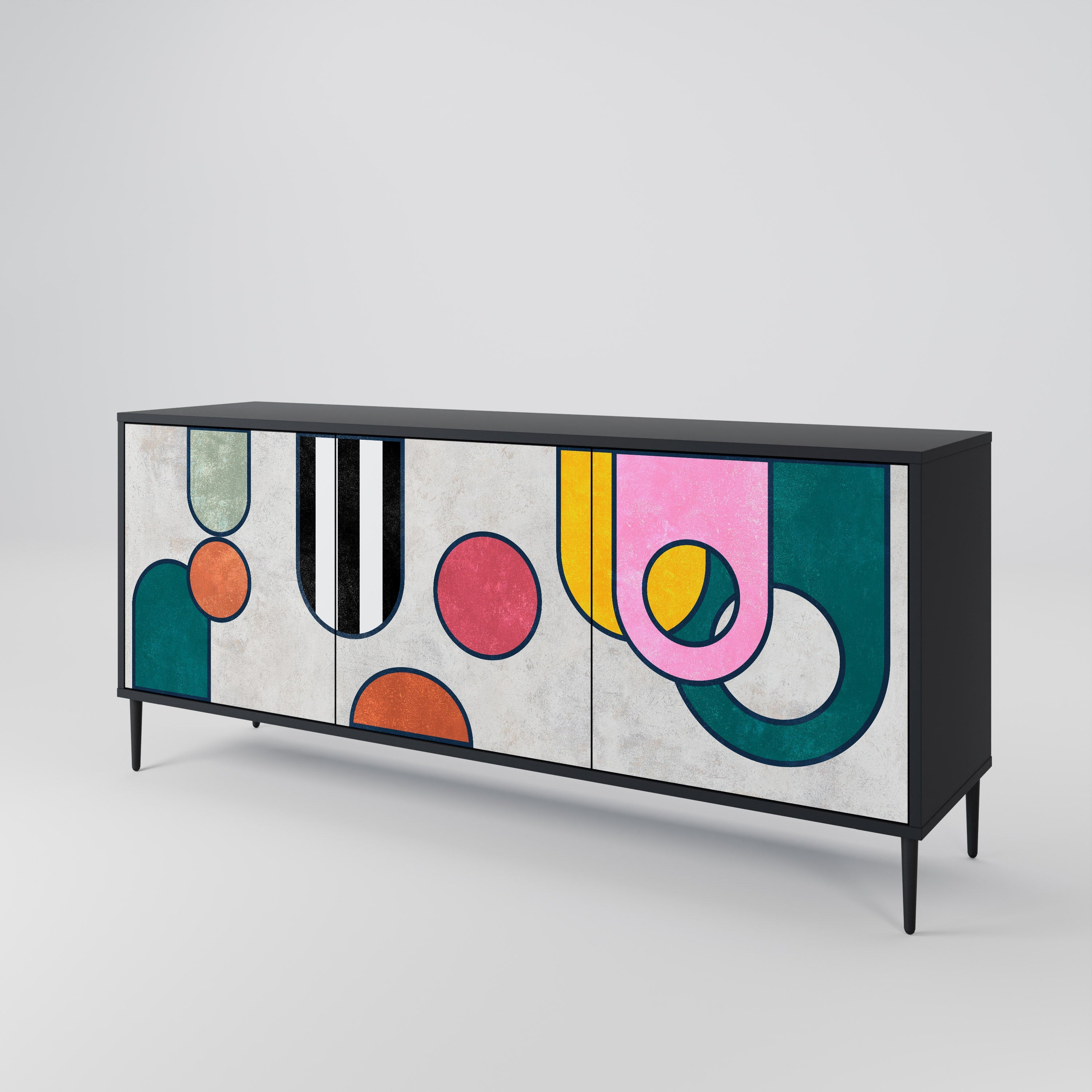 COOL STORY 3-Door Sideboard in Black Finish