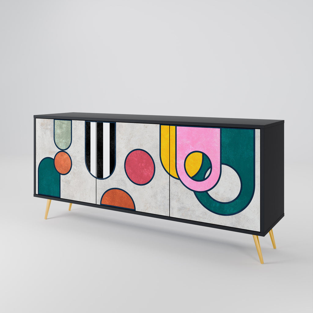 COOL STORY 3-Door Sideboard in Black Finish